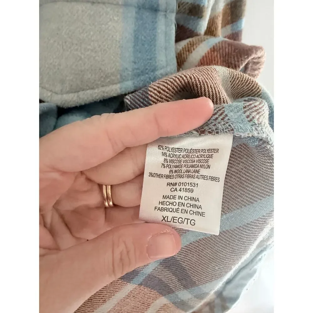 Ford Bronco Brown & Blue Flannel Plaid Shacket-Size XL